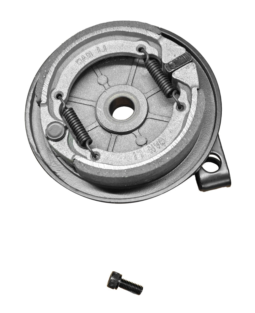 Mechanical clutch plate with springs and a bolt on a white background