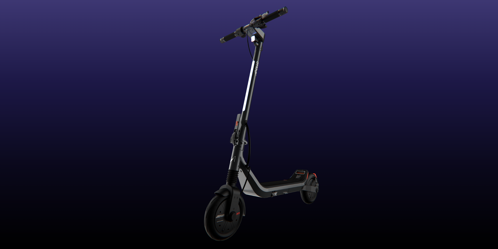 Black scooter on a dark blue background