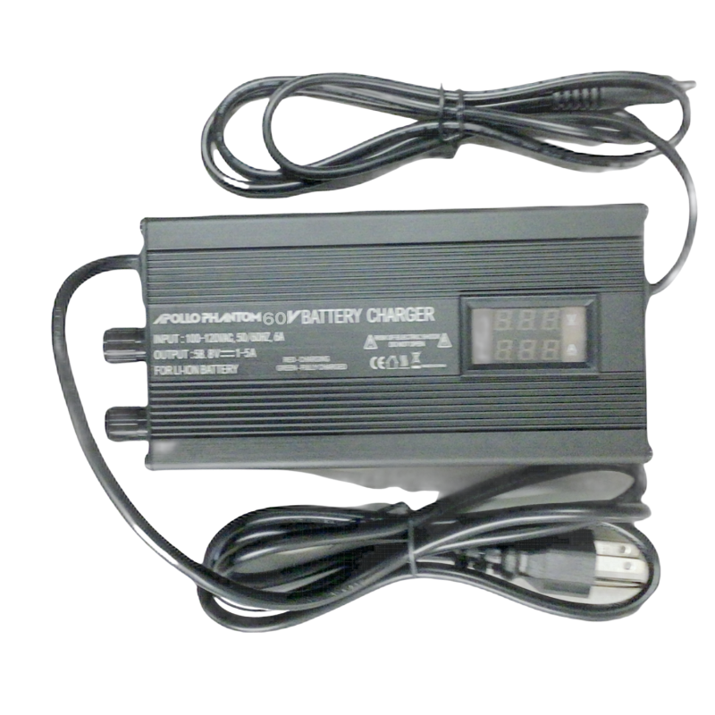 Battery charger with digital display on a white background