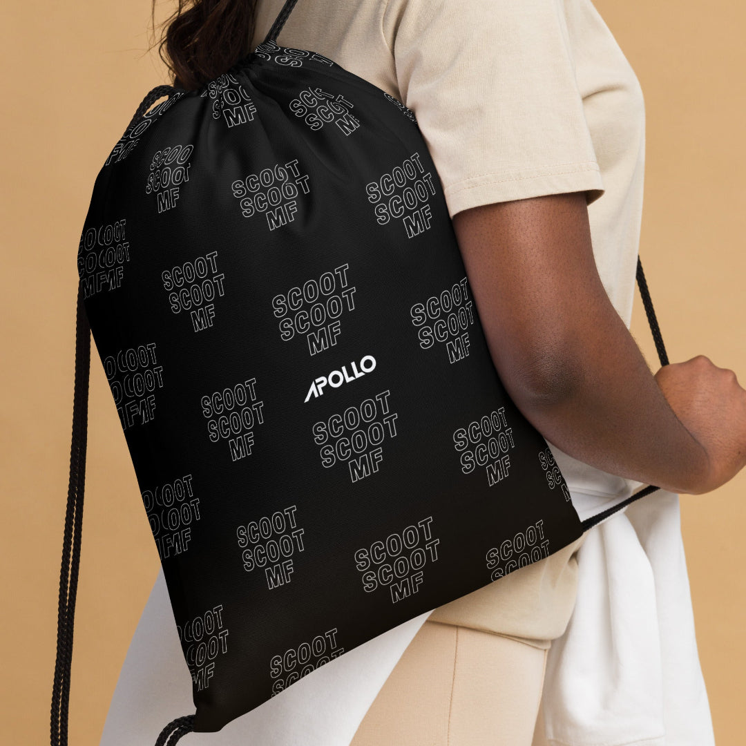 Apollo Scooters drawstring with words on it