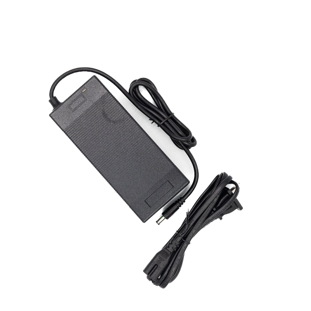 A black charger assembly for the Apollo Air electric scooter, including a power cable and connector.