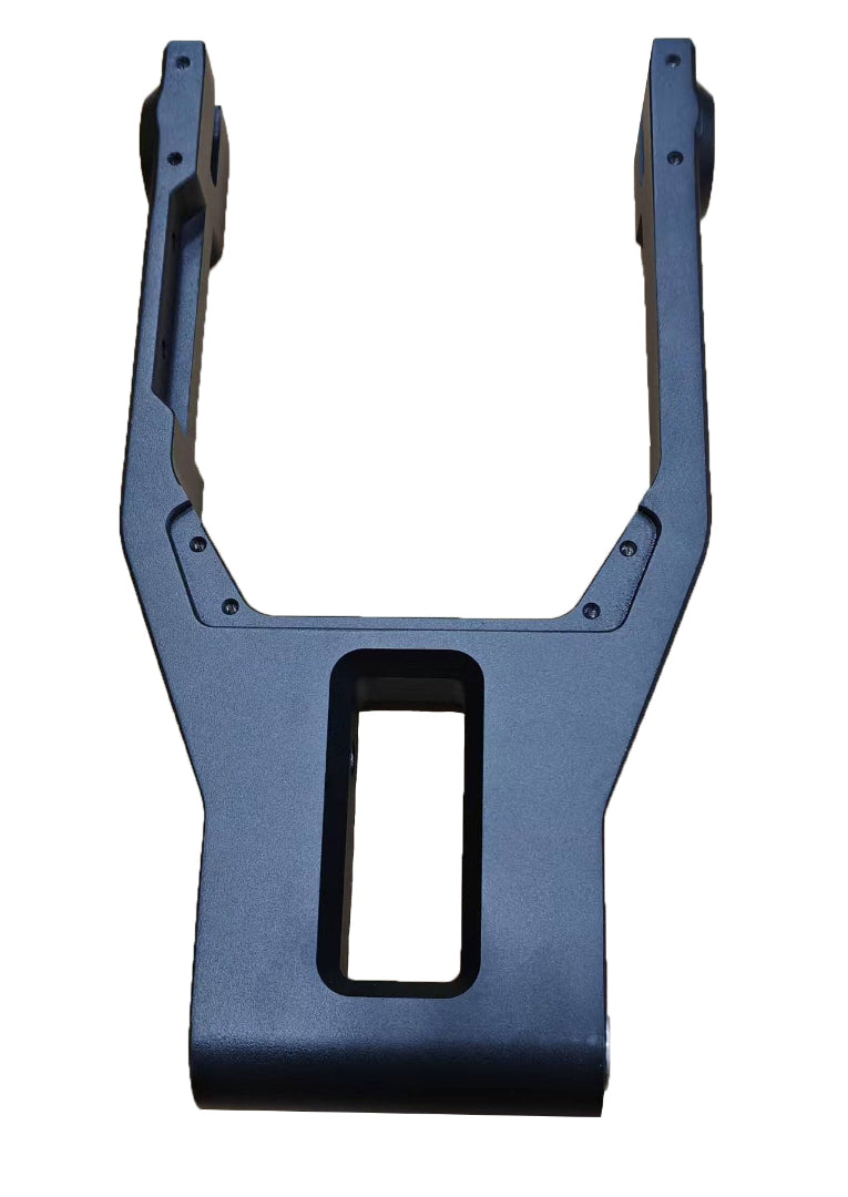 Black metal bracket on a white background