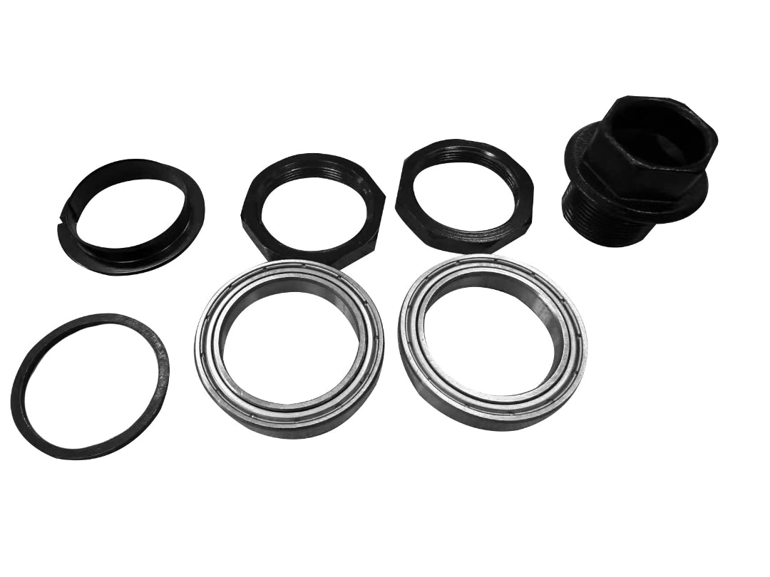 Set of mechanical seals and gaskets on a white background