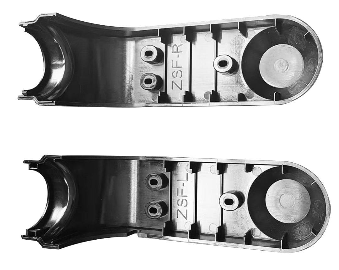 Two metal components with 'ZSF' branding on a white background