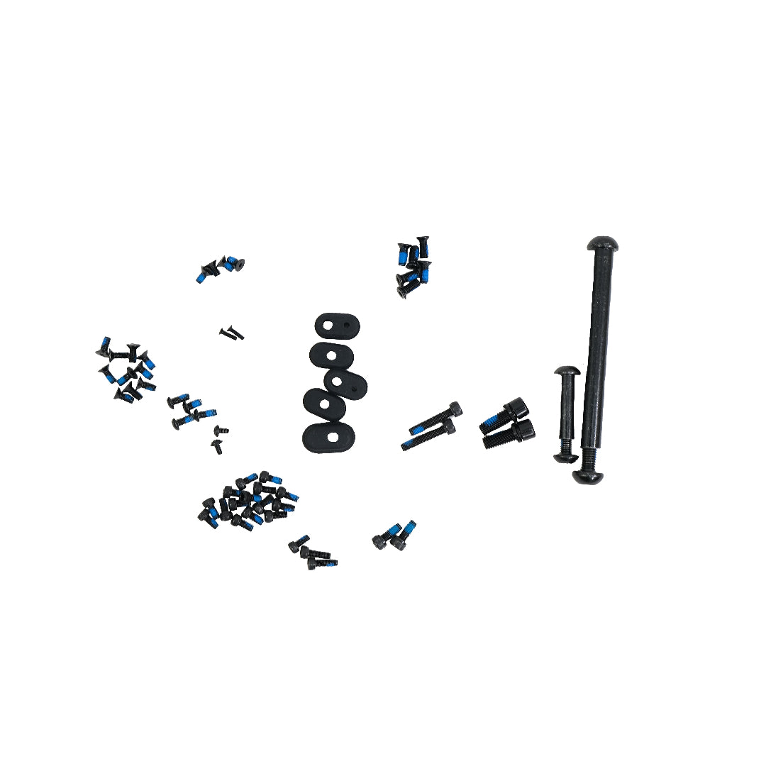 A collection of various screws and assembly parts for the Apollo Go 2024 scooter, displayed on a white background.