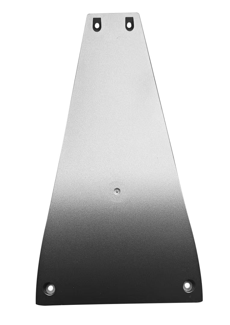 Metallic plate with cutout holes on a white background