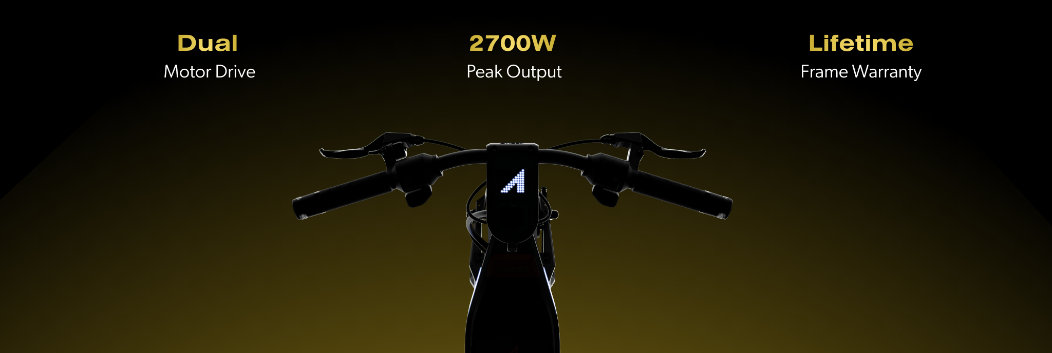 Electric scooter handlebar with specifications on a dark background