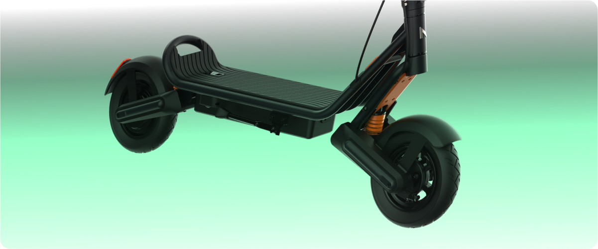 Black electric scooter on a gradient background