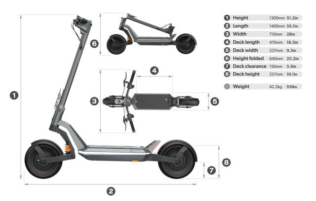 Apollo Pro Scooter Dimensions