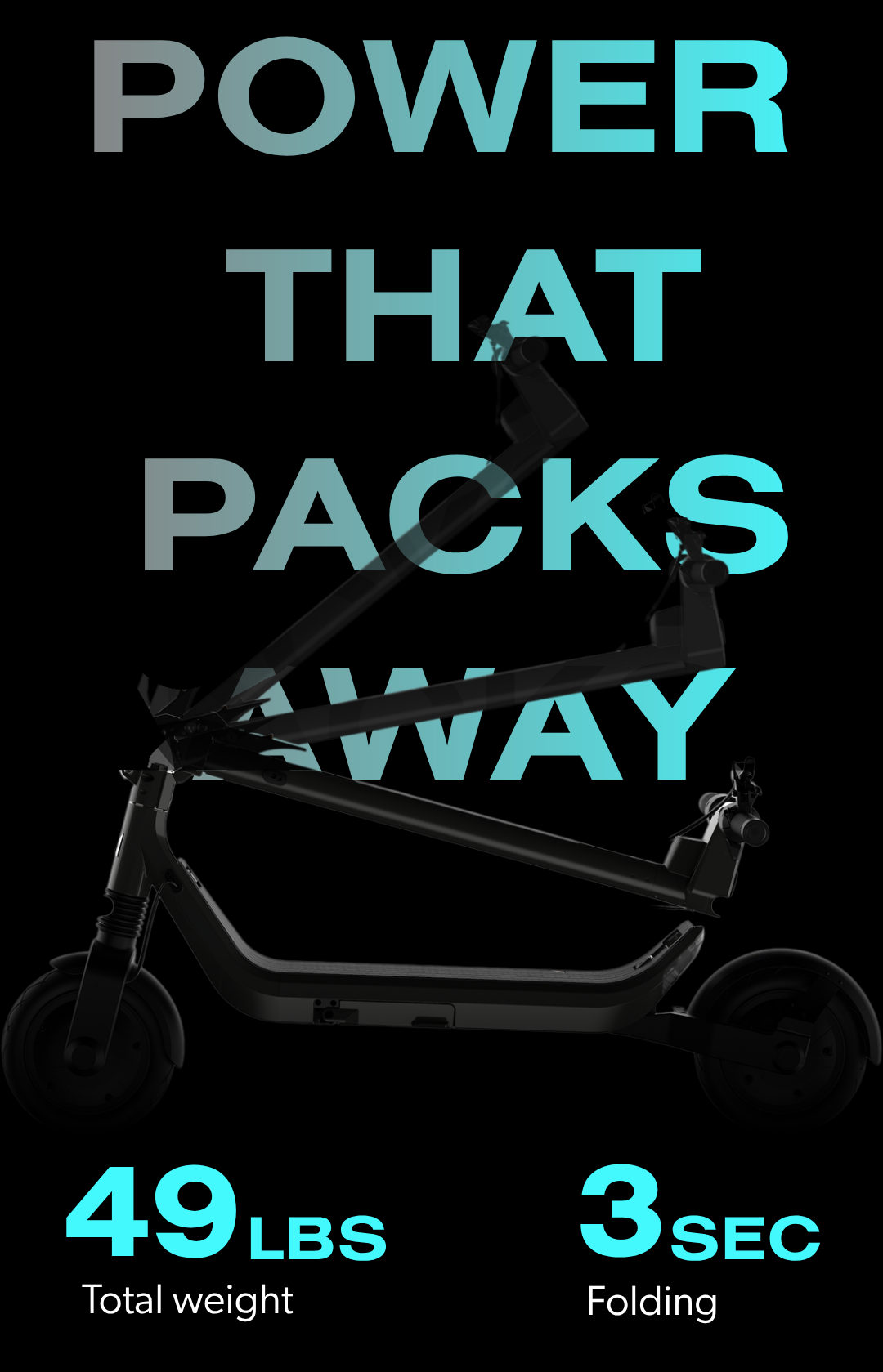 APOLLO GO FOLDING WITH THE CAPTIONS 49 LBS TOTAL WEIGHT AND 3 SECS FOLDING